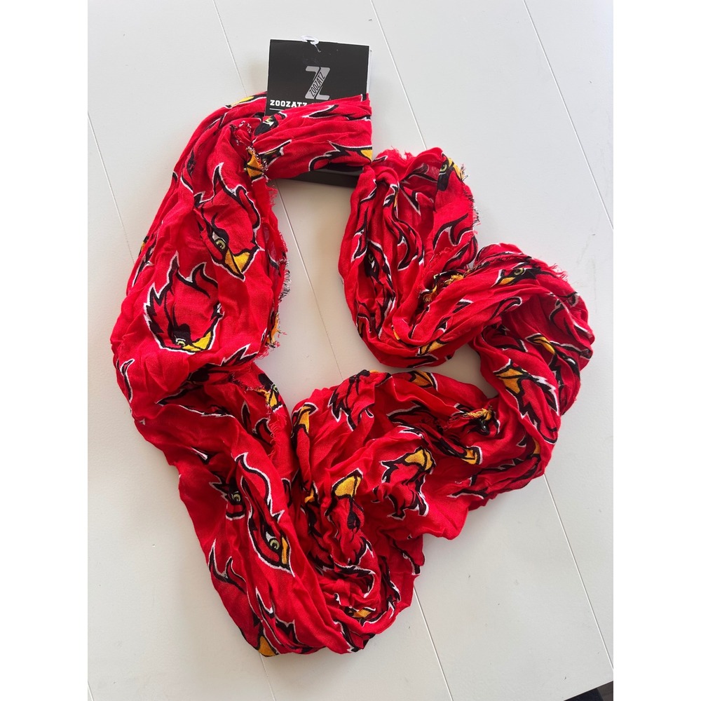 ZooZatz Louisville Cardinals Infinity Scarf Red NCAA Collegiate Mascot Print NWT